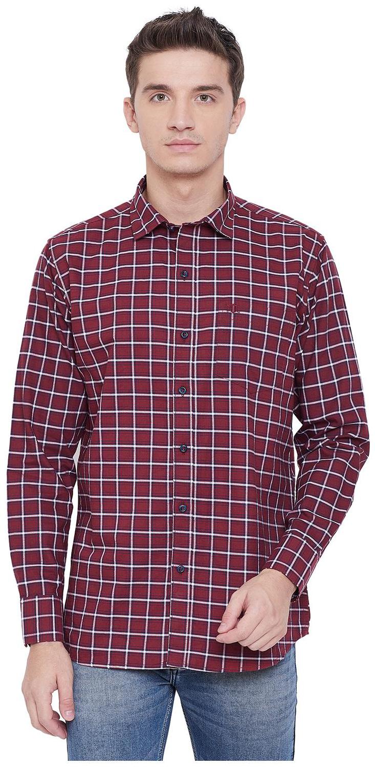 

Duke Men Red Checked Regular Fit Casual Shirt