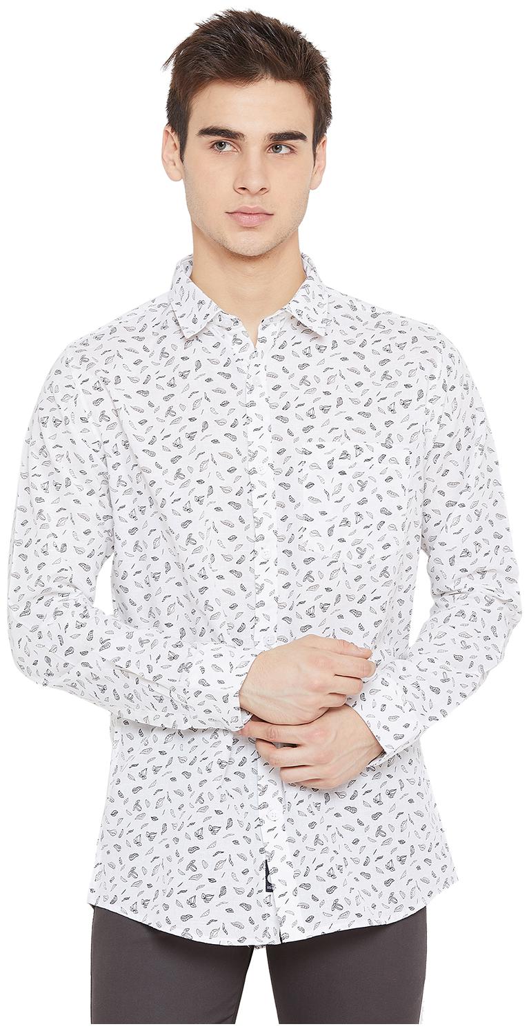 

Duke Men White Grey Printed Regular Fit Casual Shirt