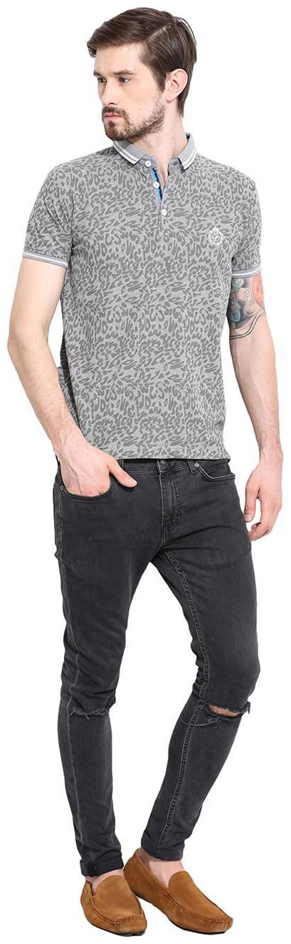 

Duke Men s Regular Fit Polo Printed T-Shirt - Grey