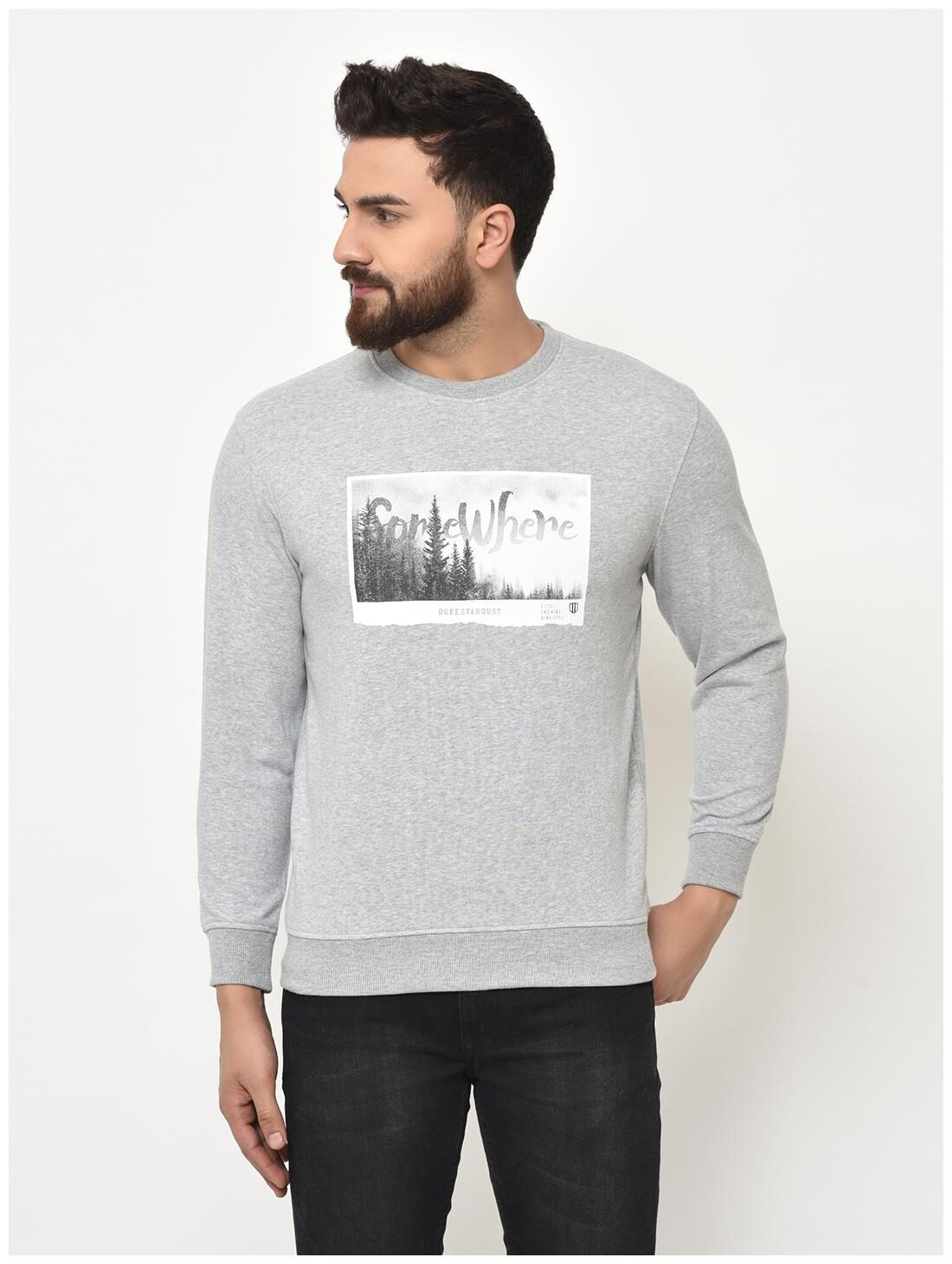 

Duke Men Grey Round neck Sweatshirt