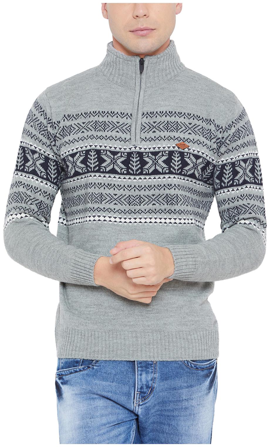 

Duke Men Grey High neck Pullover