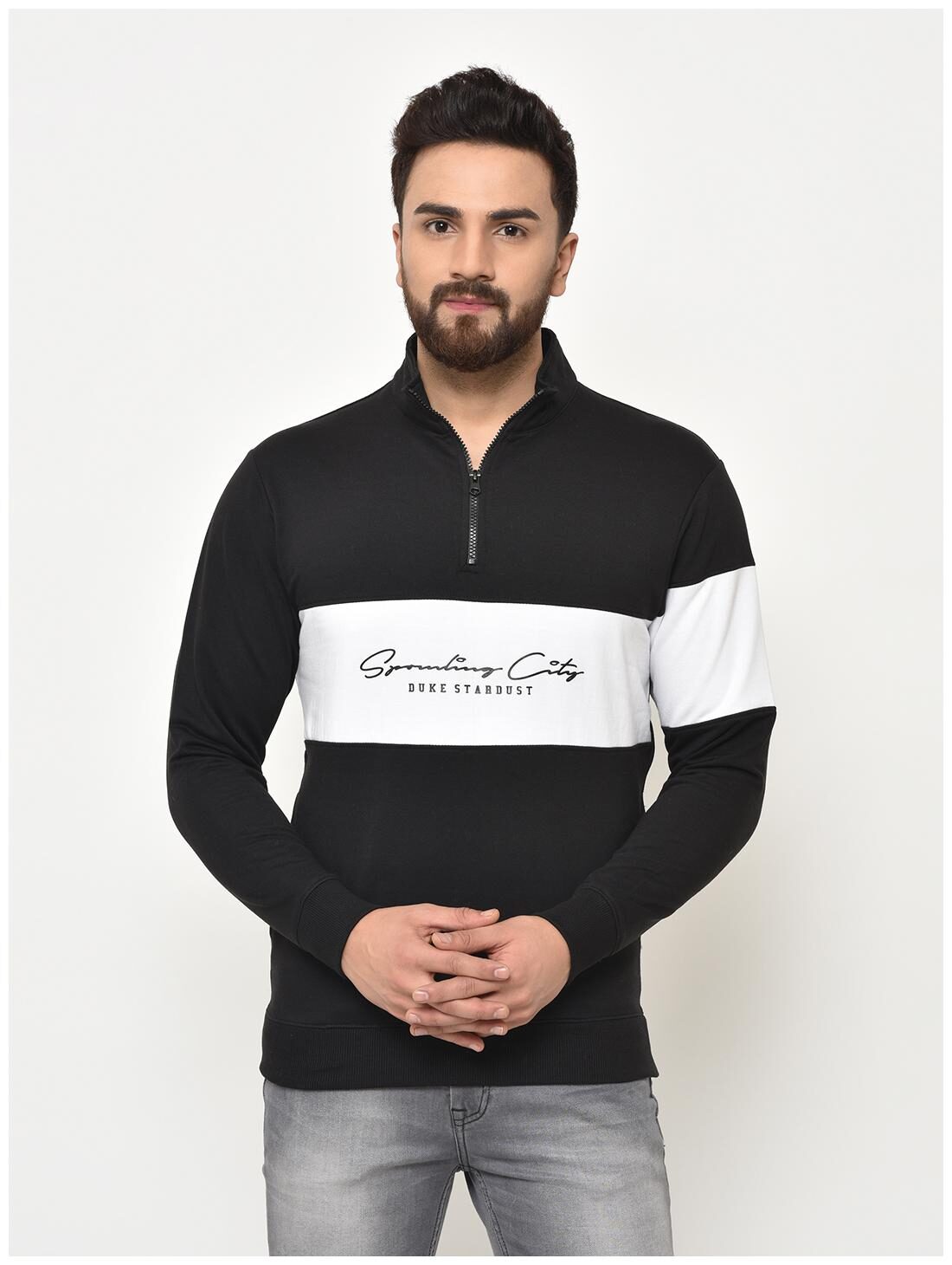 

Duke Men Black High neck Sweatshirt