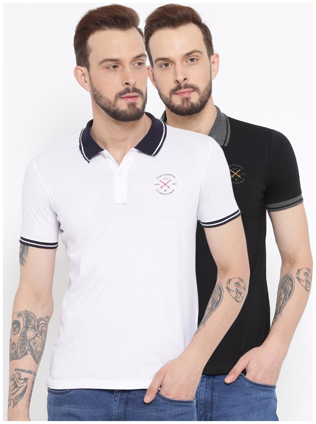 

Duke Men Multi Regular fit Cotton Polo collar T-Shirt - Pack Of 2