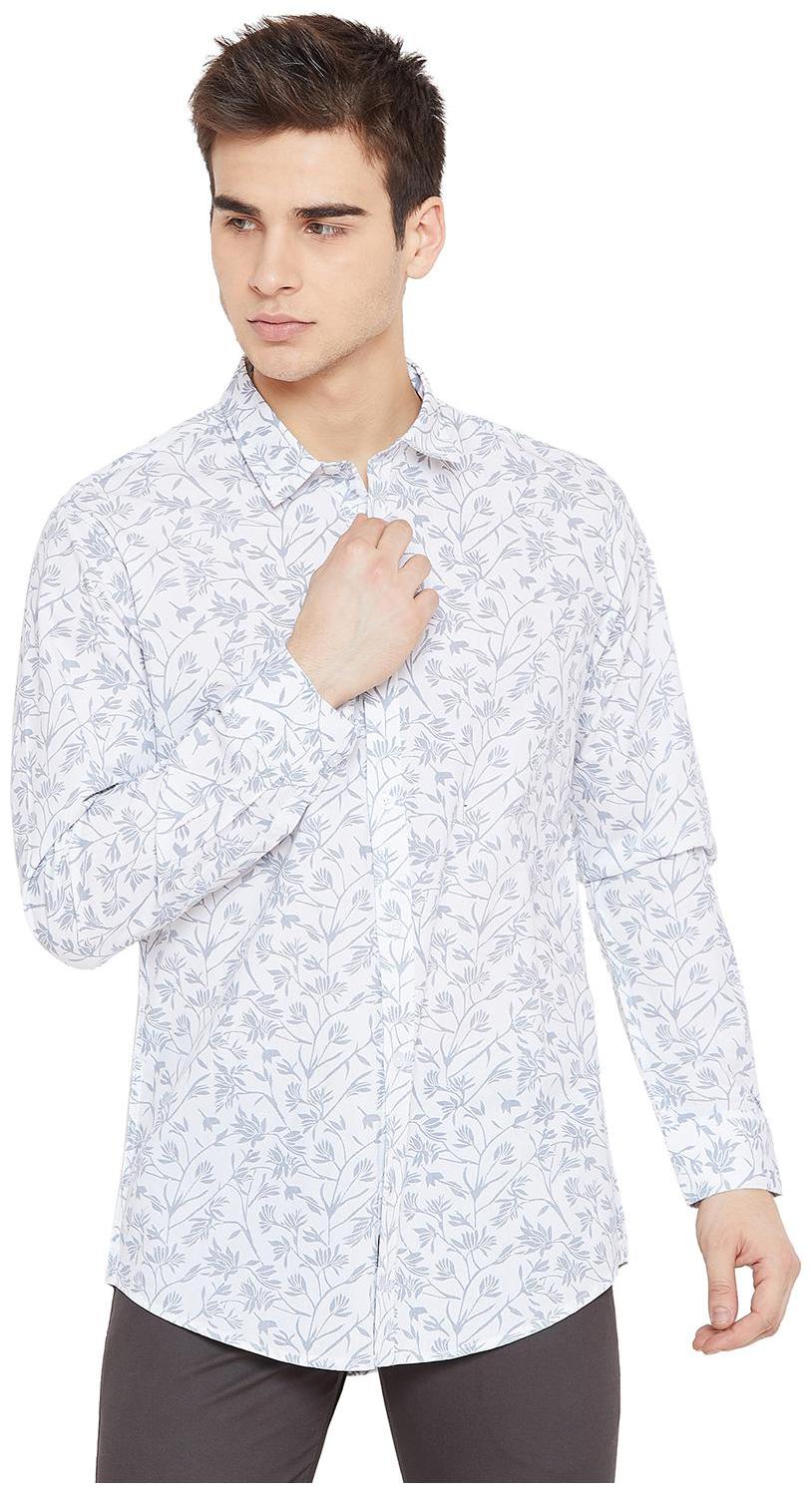 

Duke Men White Grey Floral Regular Fit Casual Shirt