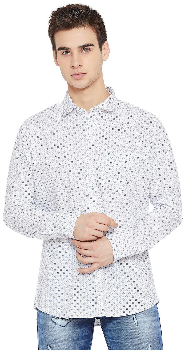 

Duke Men White Grey Printed Regular Fit Casual Shirt