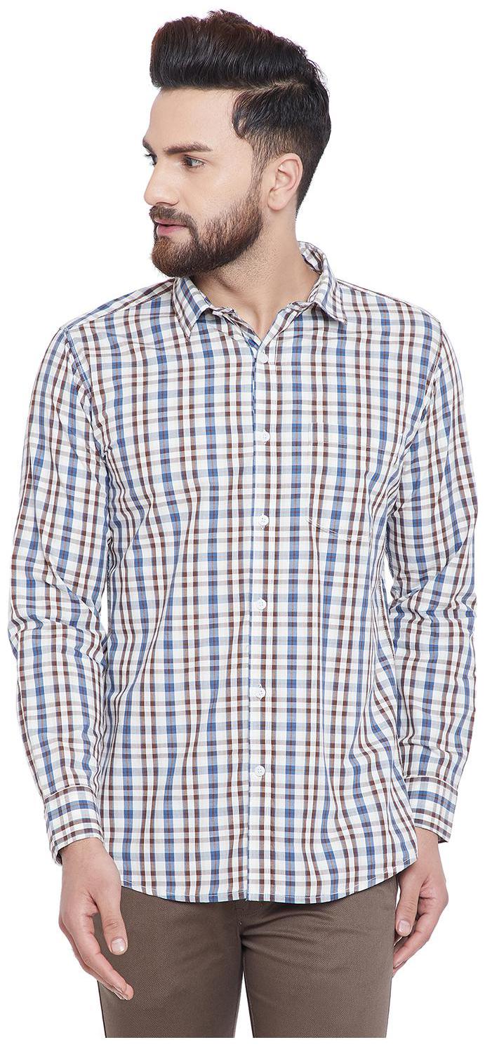 

Duke Men White Checked Regular Fit Casual Shirt