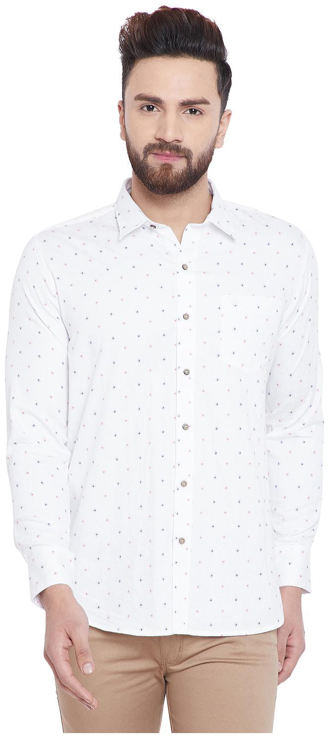 

Duke Men White Printed Regular Fit Casual Shirt