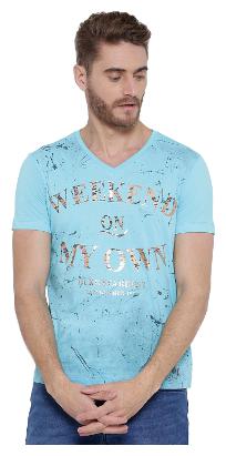 

Duke Men Blue Regular fit Cotton Blend V neck T-Shirt - Pack Of 1