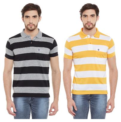 

Duke Men Multi Regular fit Cotton Polo collar T-Shirt - Pack Of 2