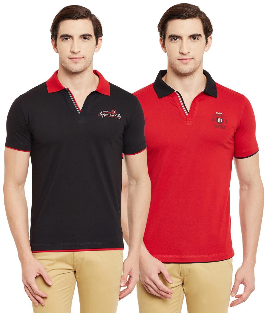 

Duke Men Black Regular fit Cotton Polo collar T-Shirt - Pack Of 2