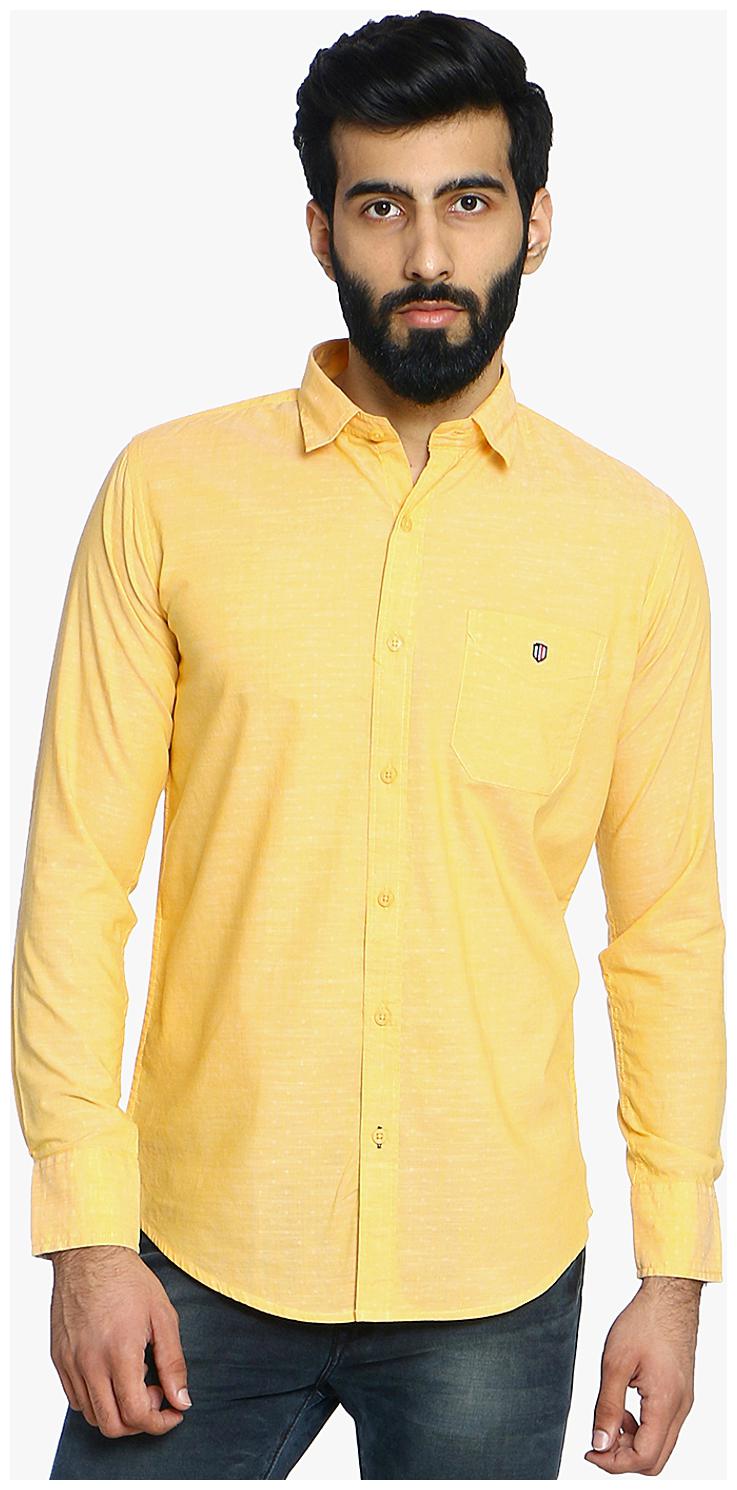

Duke Men Yellow Solid Slim Fit Casual Shirt