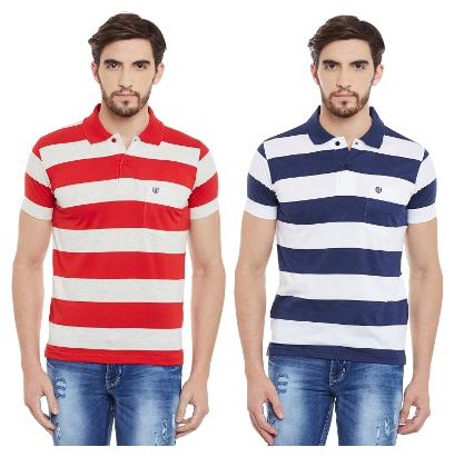 

Duke Men Multi Regular fit Cotton Polo collar T-Shirt - Pack Of 2