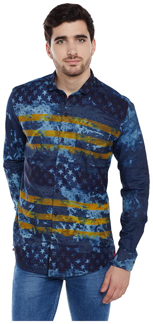 

Duke Men Blue Printed Slim Fit Casual Shirt
