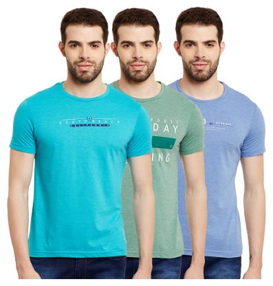 

Duke Men Blue Regular fit Cotton Round neck T-Shirt - Pack Of 3