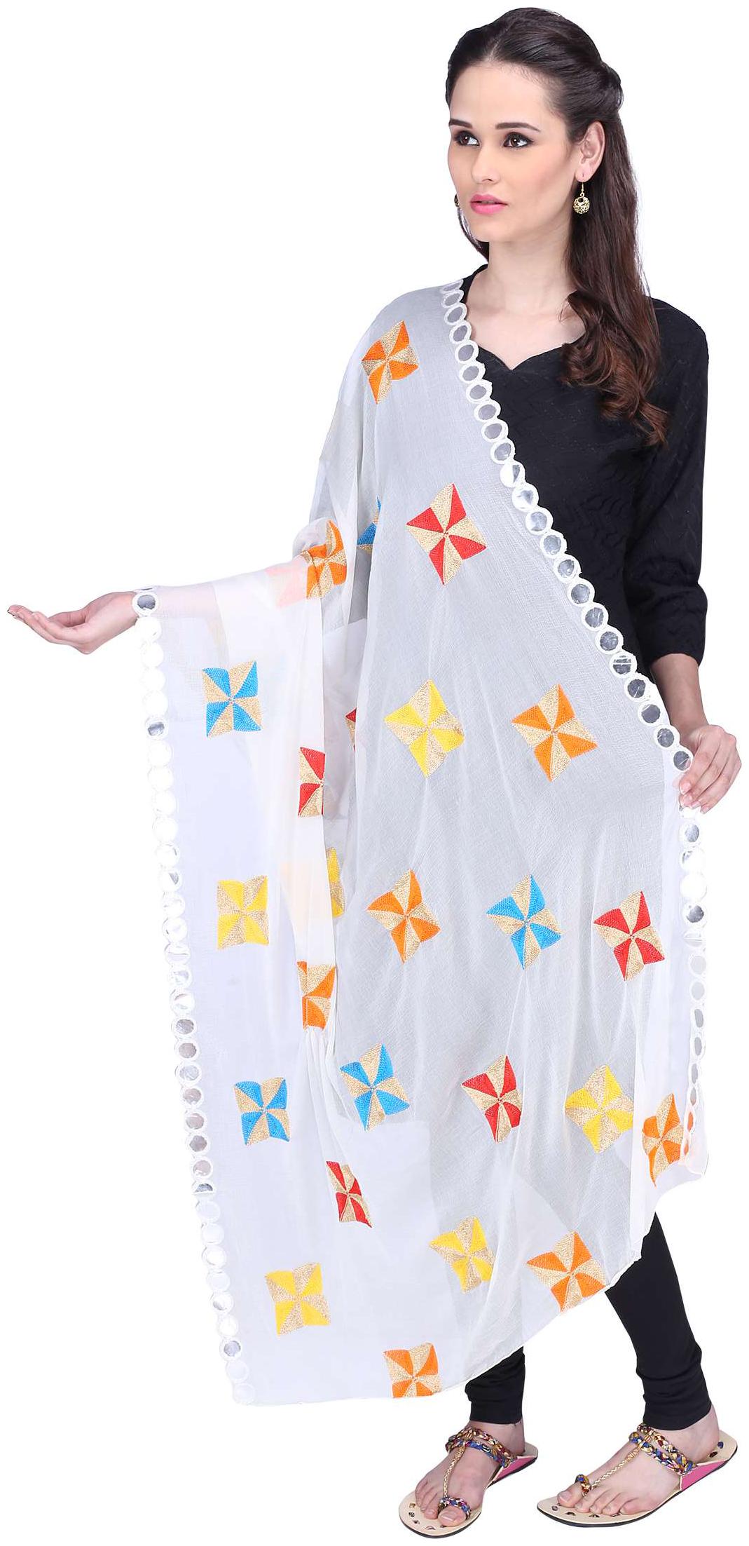 

Dupatta Stole Jacket (Ethnic) Women Beige Chiffon lionize Free Embroidered
