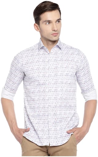 Easies By Killer Men White Printed Slim Fit Casual Shirt