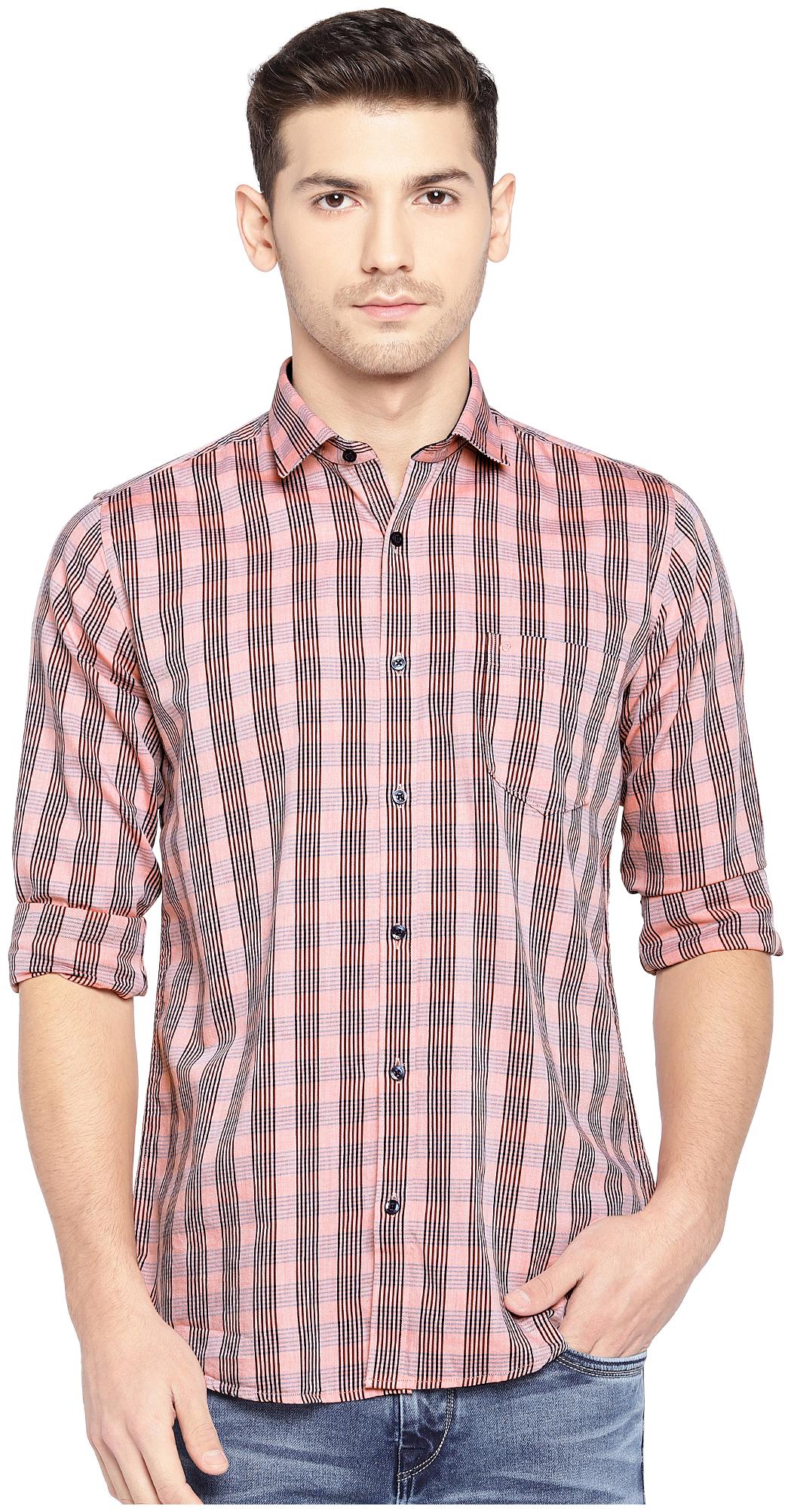 

Easies By Killer Men Orange Checked Slim Fit Casual Shirt
