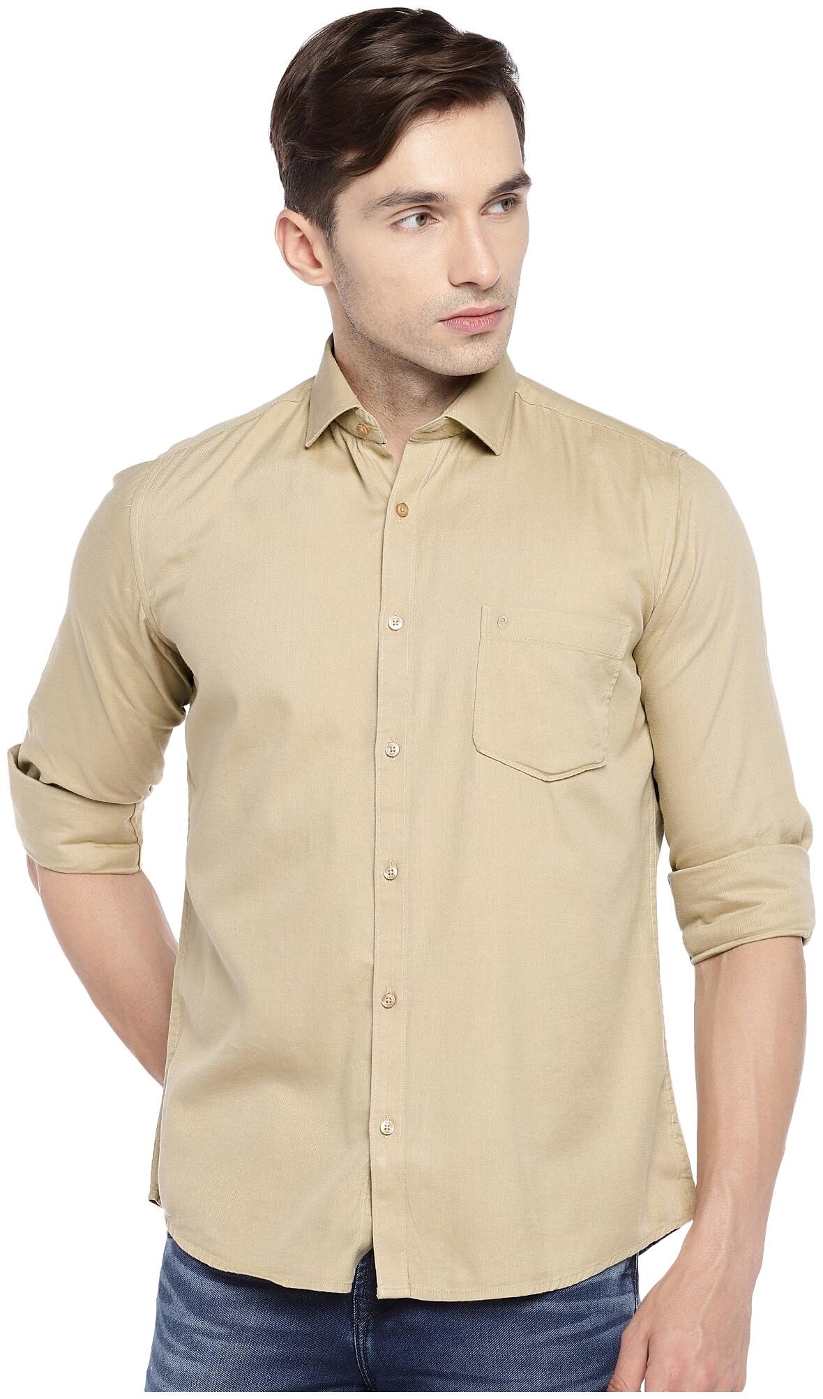 

Easies By Killer Men Beige Solid Slim Fit Casual Shirt