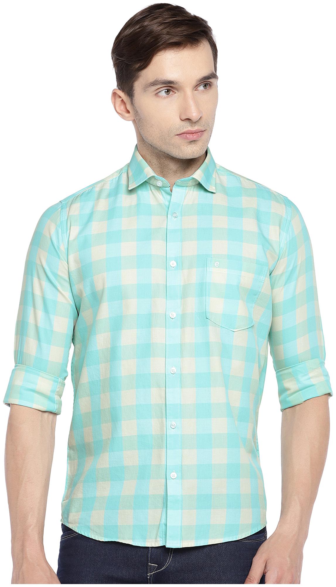 

Easies By Killer Men Green Colorblocked Slim Fit Casual Shirt