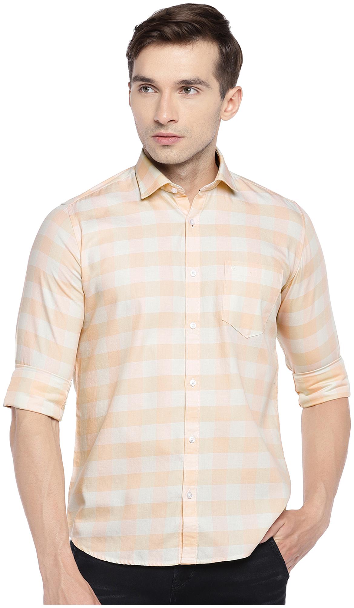 

Easies By Killer Men Orange Colorblocked Slim Fit Casual Shirt