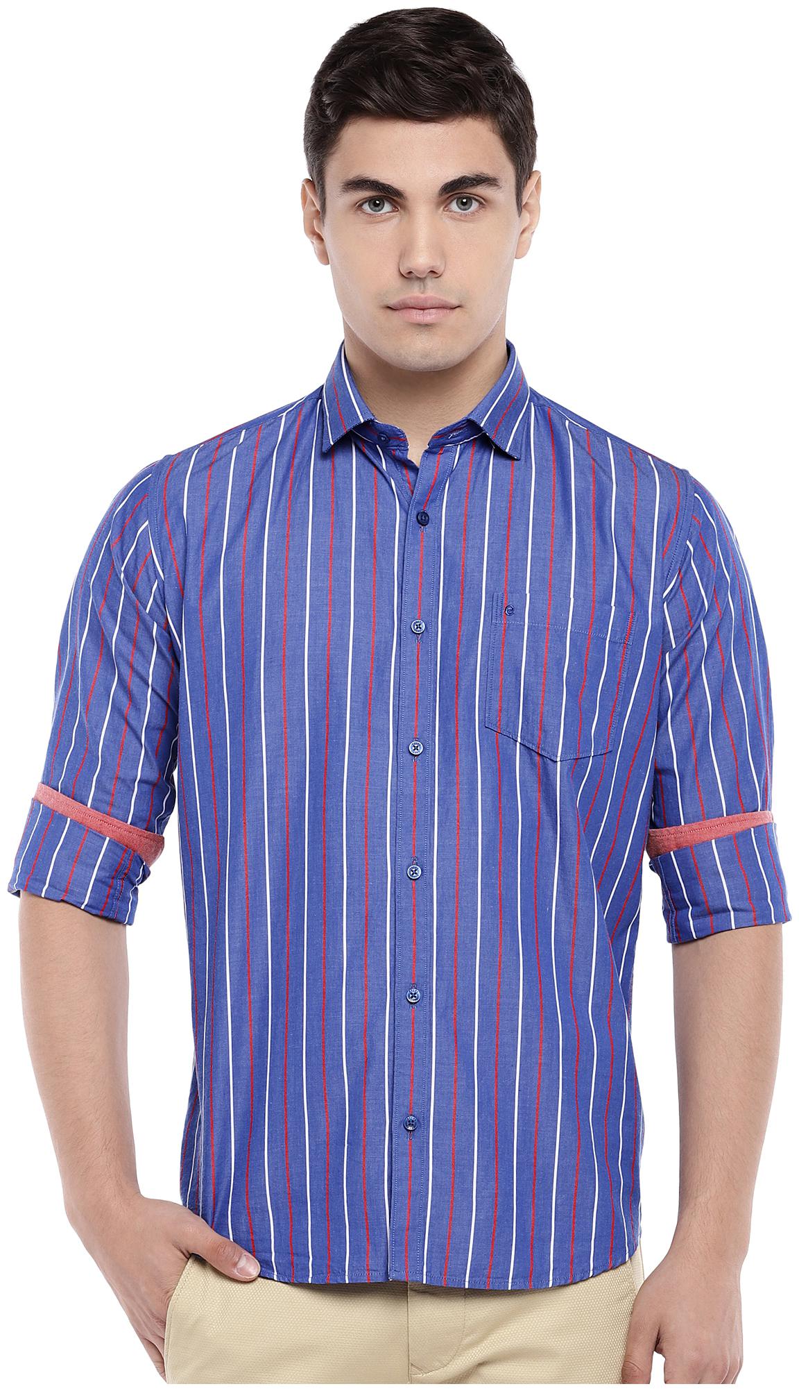 

Easies By Killer Men Blue Vertical Stripes Slim Fit Casual Shirt