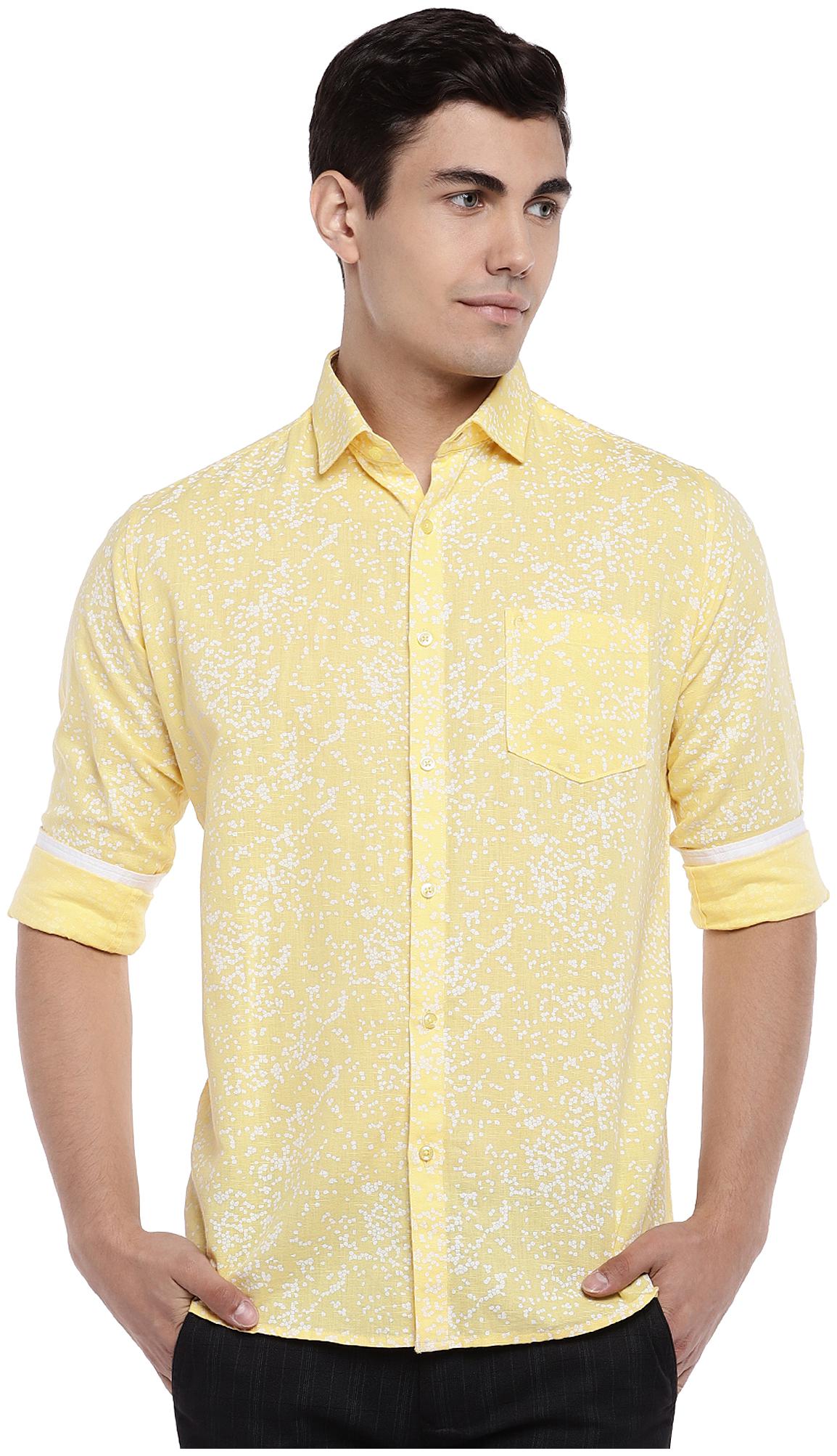 

Easies By Killer Men Yellow Printed Slim Fit Casual Shirt