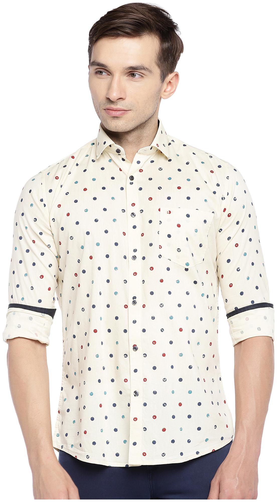 

Easies By Killer Men Beige Printed Slim Fit Casual Shirt