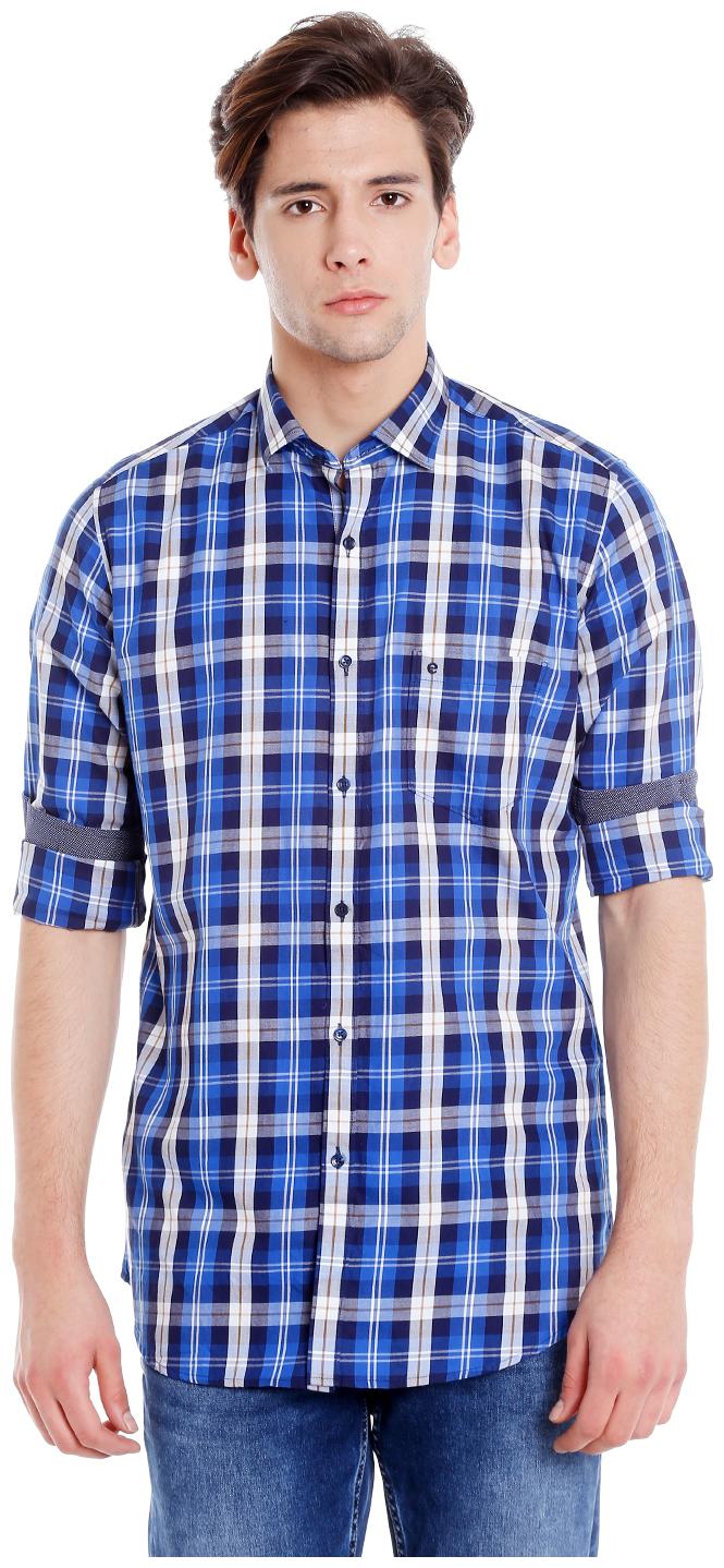 

Easies Men Blue Checked Slim Fit Casual Shirt