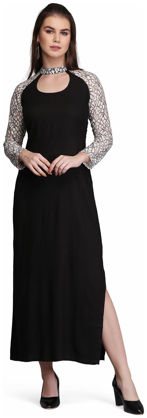 

EAVAN Black Solid Maxi dress