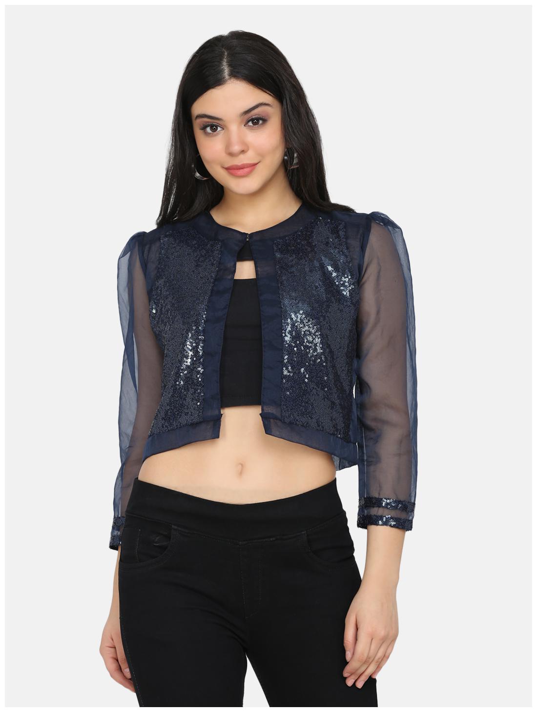 

Eavan Blended Navy Blue Shrug For Women