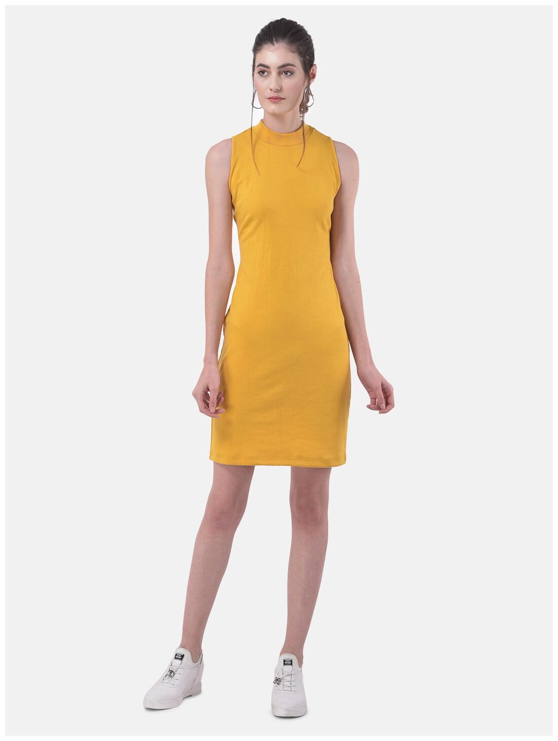 

Eavan Yellow Solid Bodycon dress