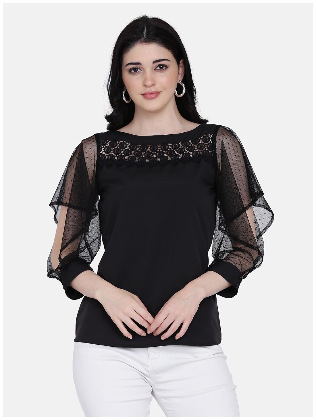 

Eavan Women Solid Regular top - Black