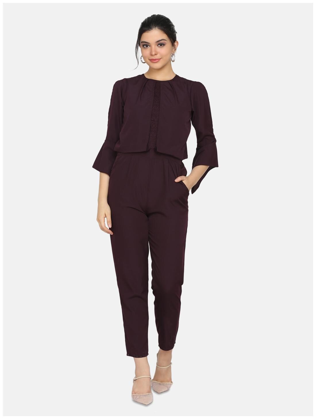 

Eavan Solid Jumpsuit - Wine