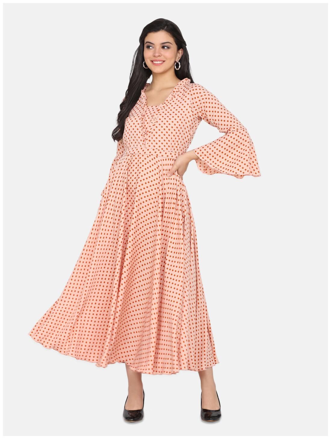 

Eavan Beige Polka dots Fit flare dress