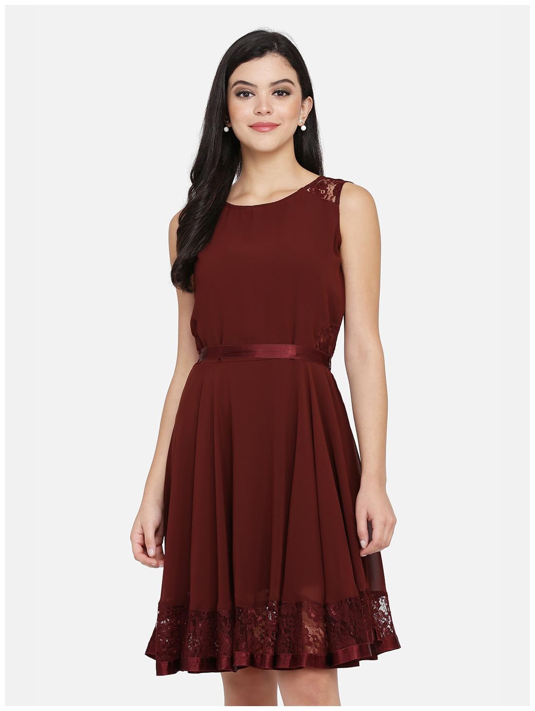 

Eavan Brown Solid Fit flare dress