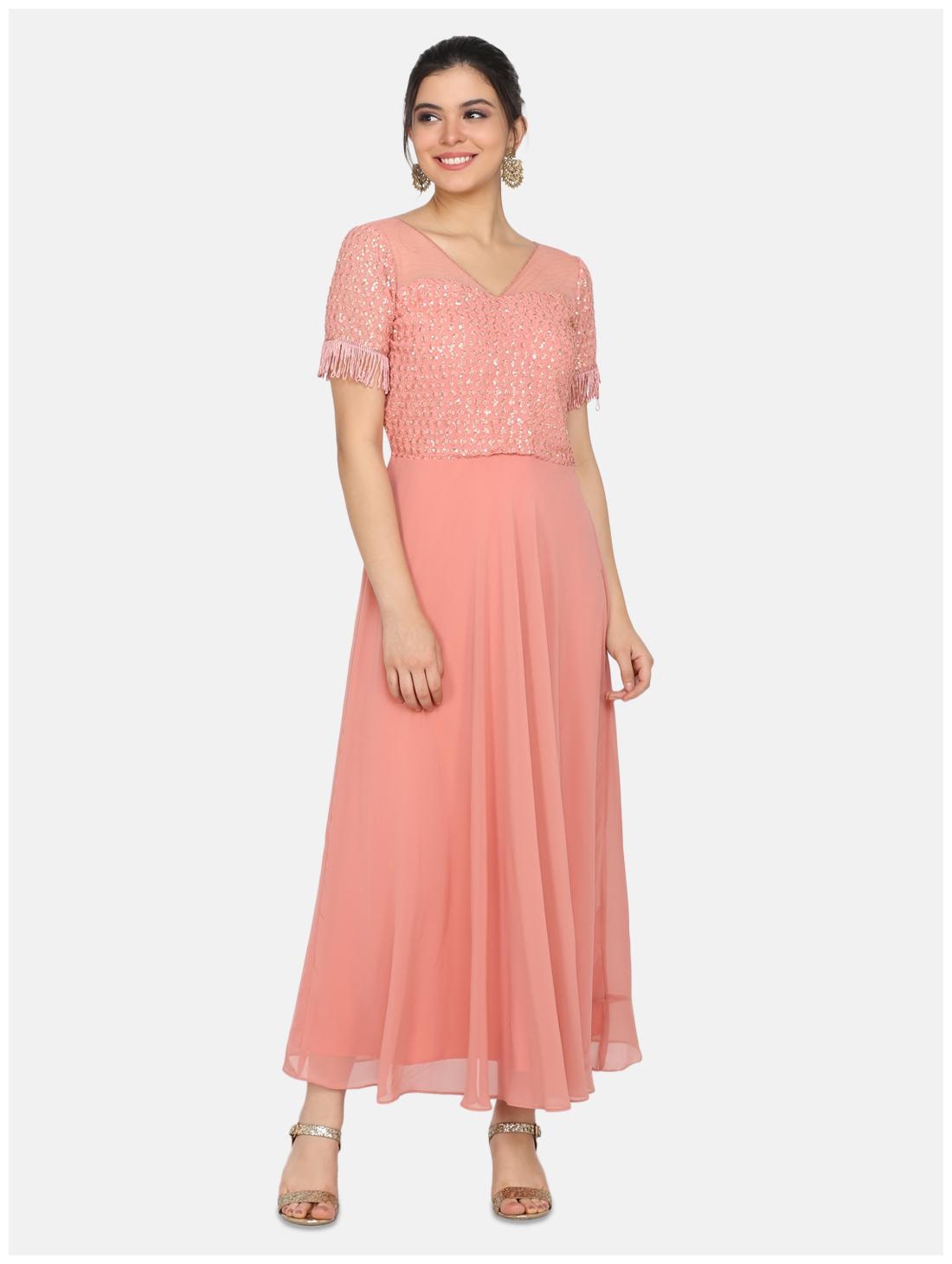 

Eavan Peach Embellished Maxi dress