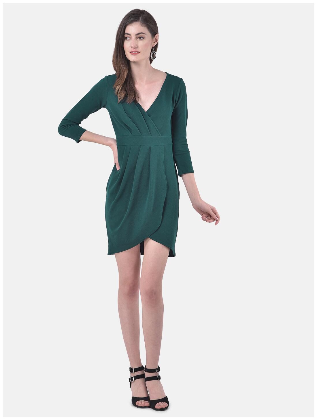 

Eavan Green Solid Wrap dress
