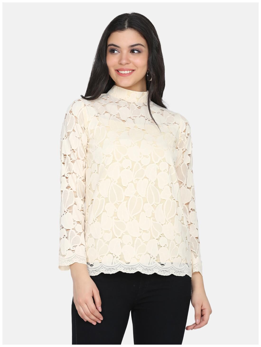

Eavan Women Embroidered Regular top - Cream