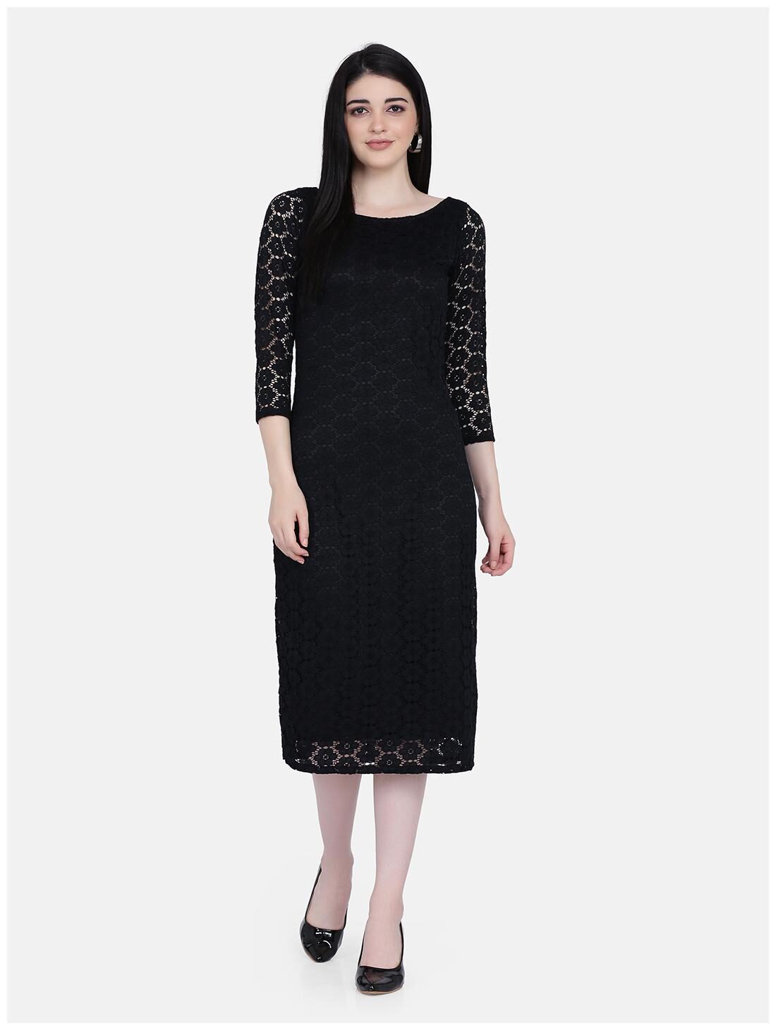

Eavan Black Self design Bodycon dress