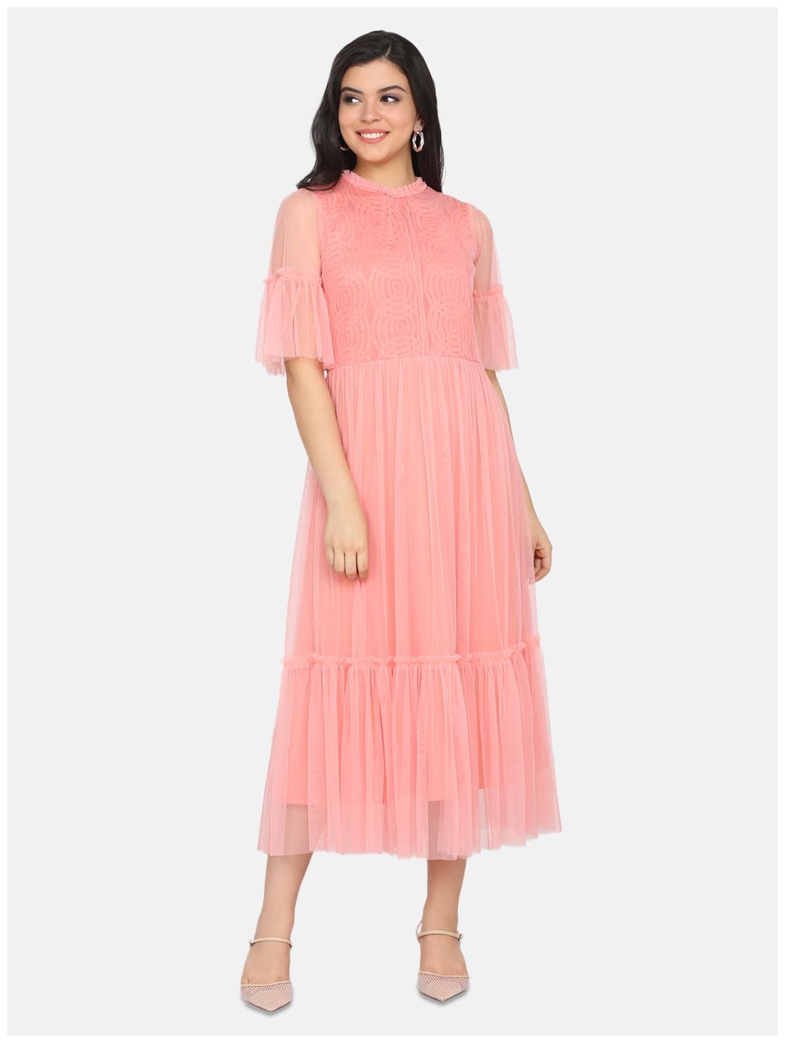 

Eavan Pink Embroidered Fit flare dress