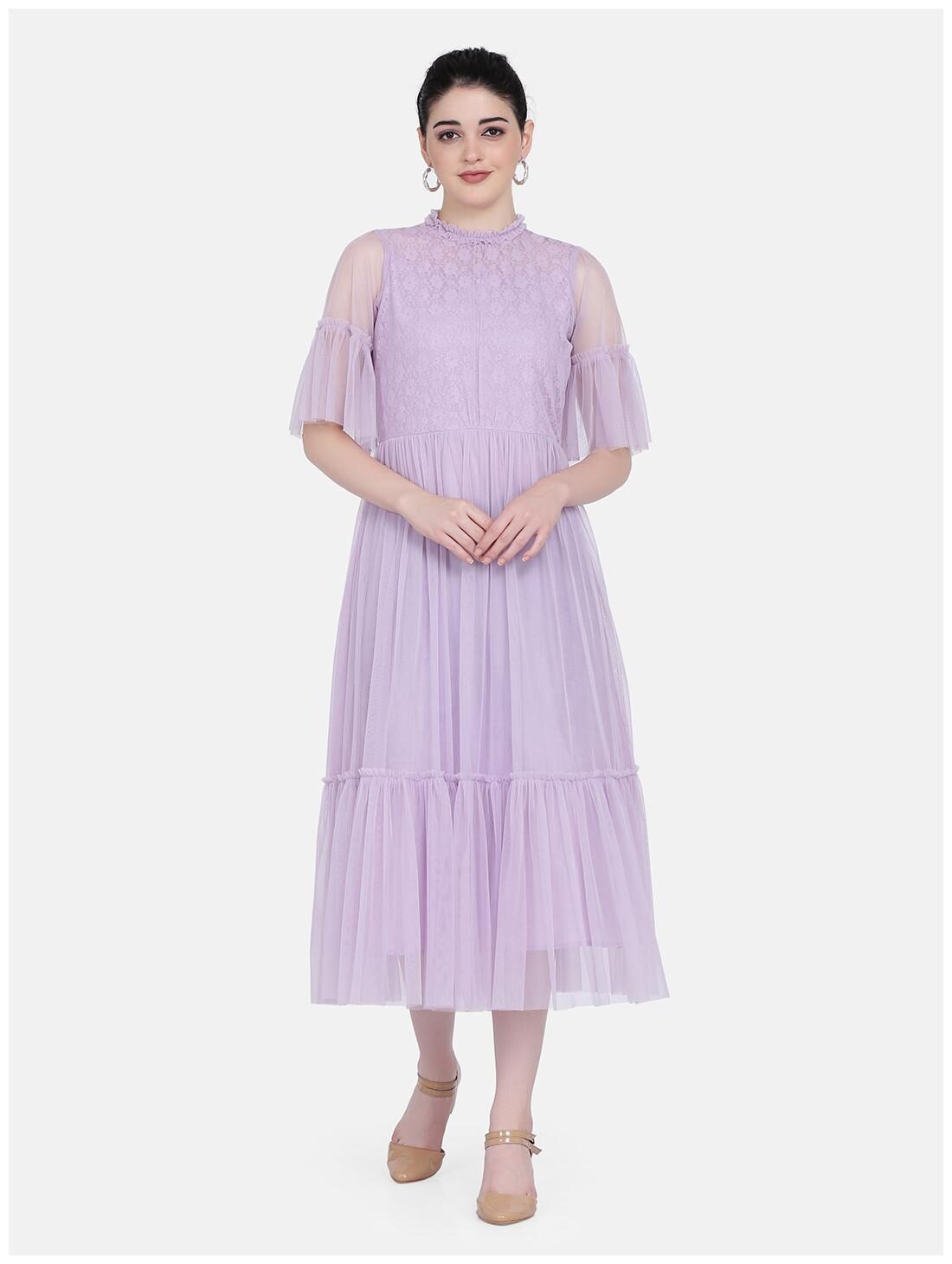 

Eavan Purple Self design Fit flare dress