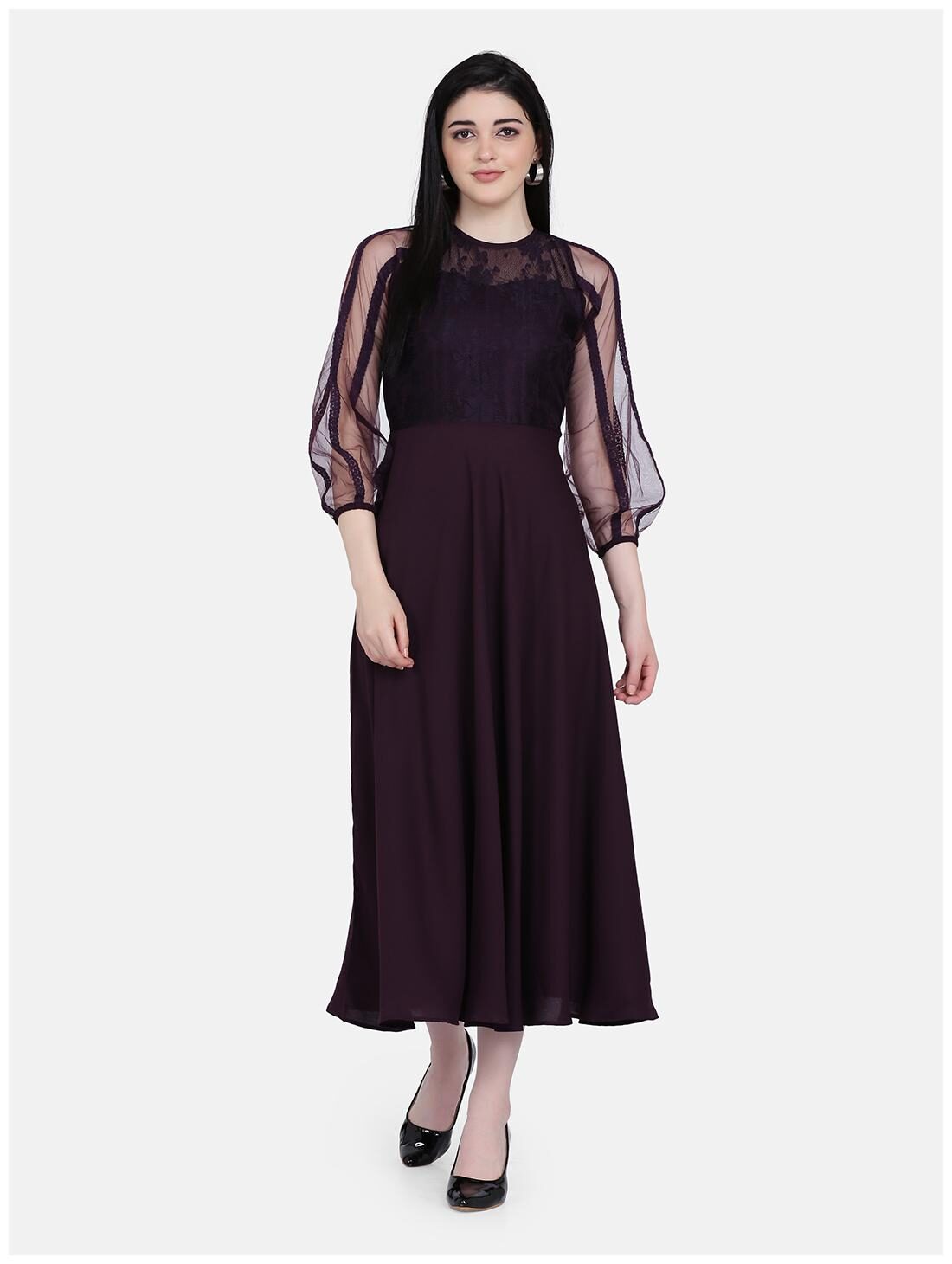 

Eavan Wine Self design Maxi dress