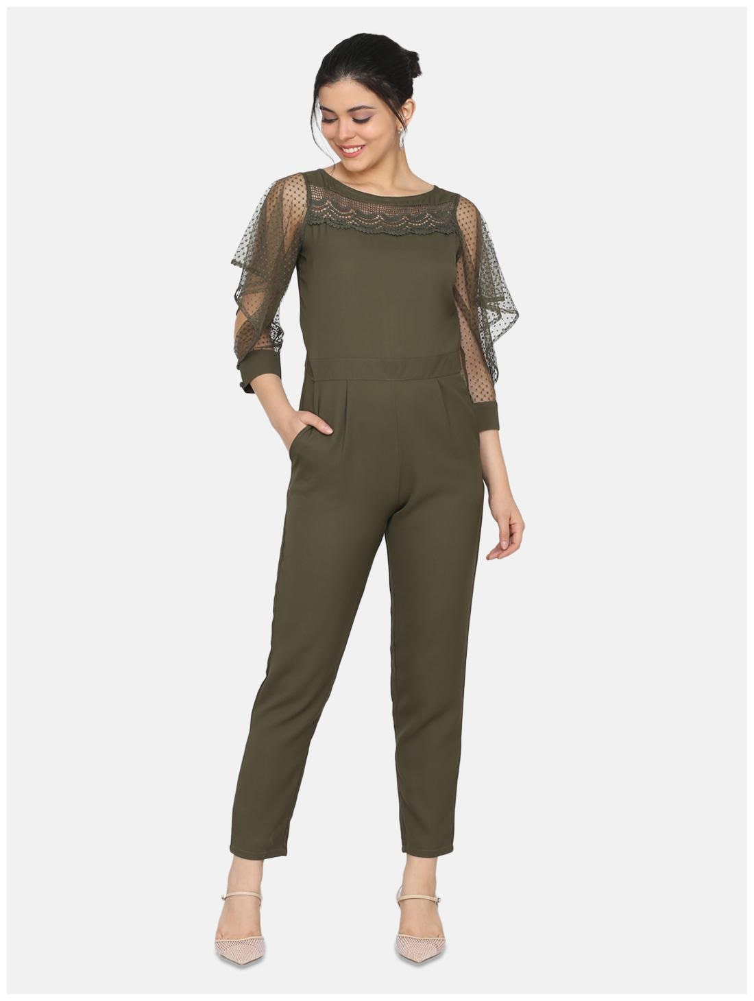 

Eavan Polyester Olive Solid Jumpsuit For Women