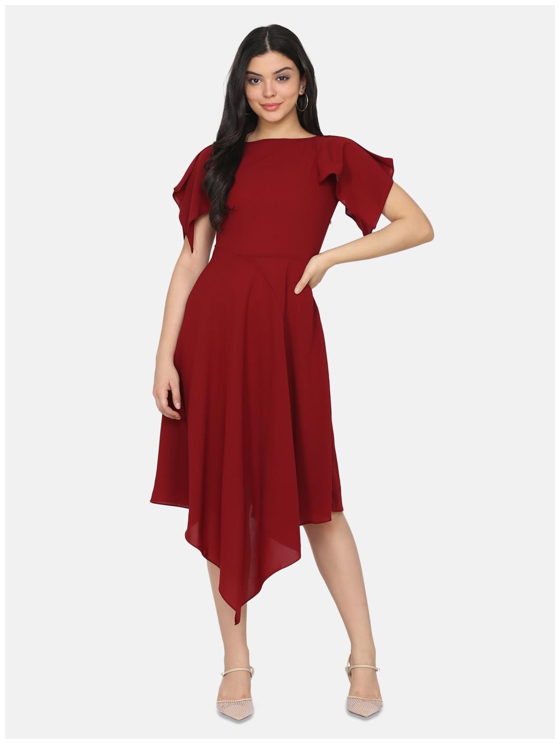 

Eavan Polyester Maroon Solid A Line Dress For Women