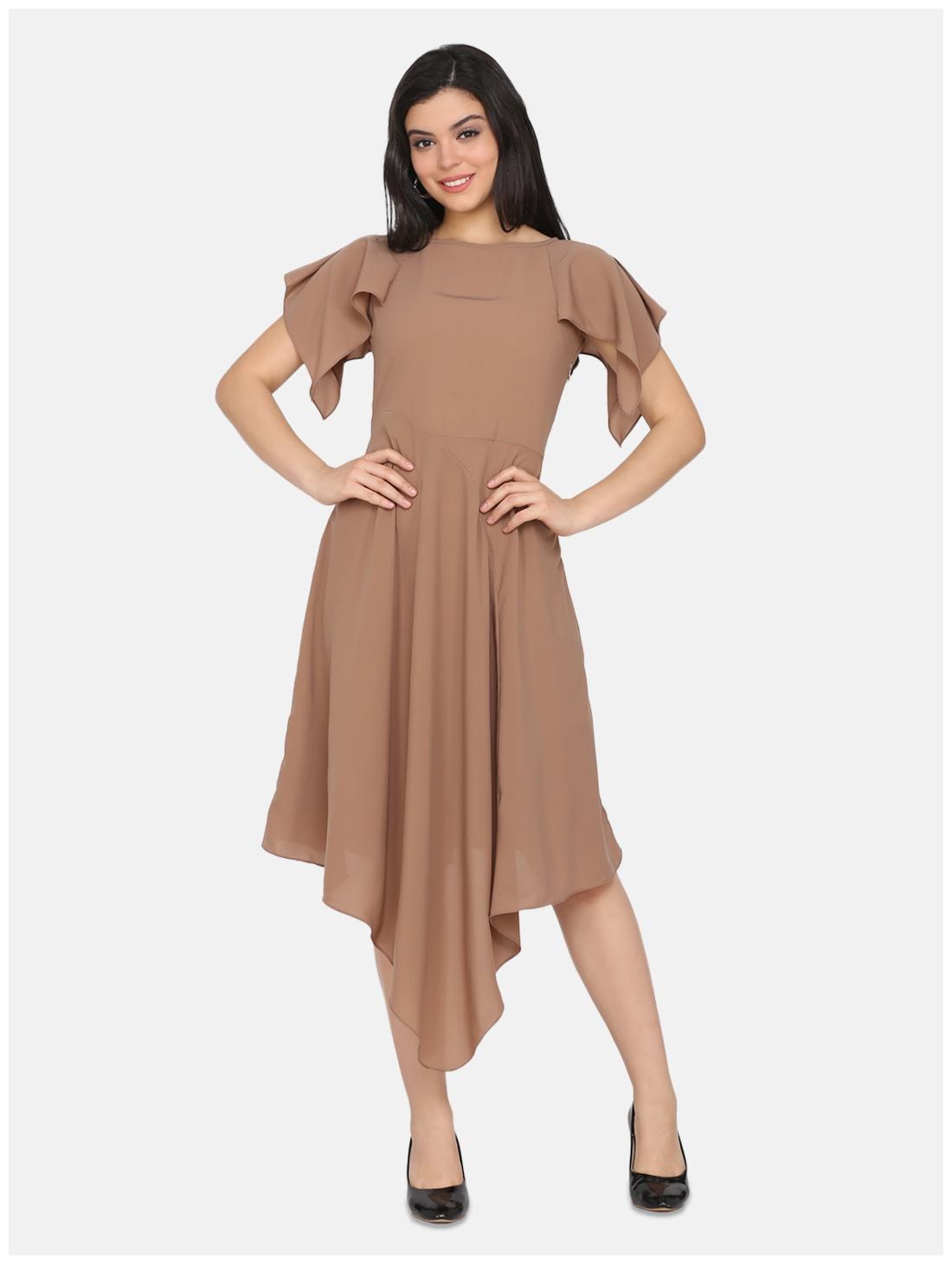 

Eavan Polyester Brown Solid A Line Dress For Women