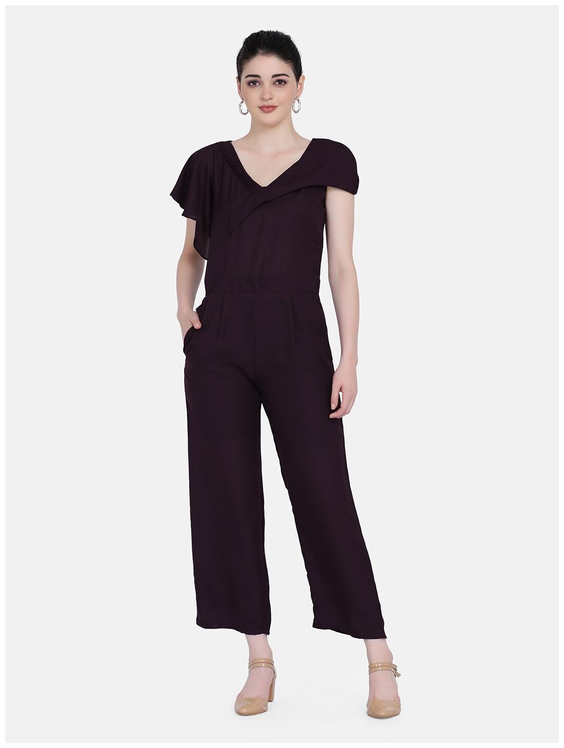 

Eavan Solid Jumpsuit - Wine