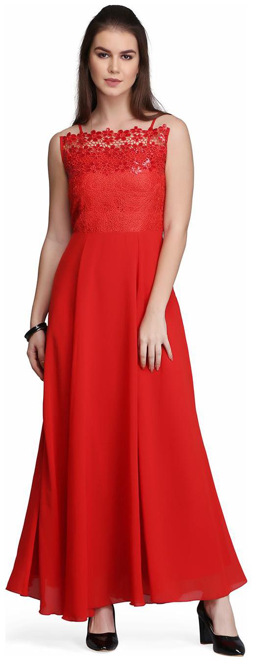 

EAVAN Red Embellished Maxi dress