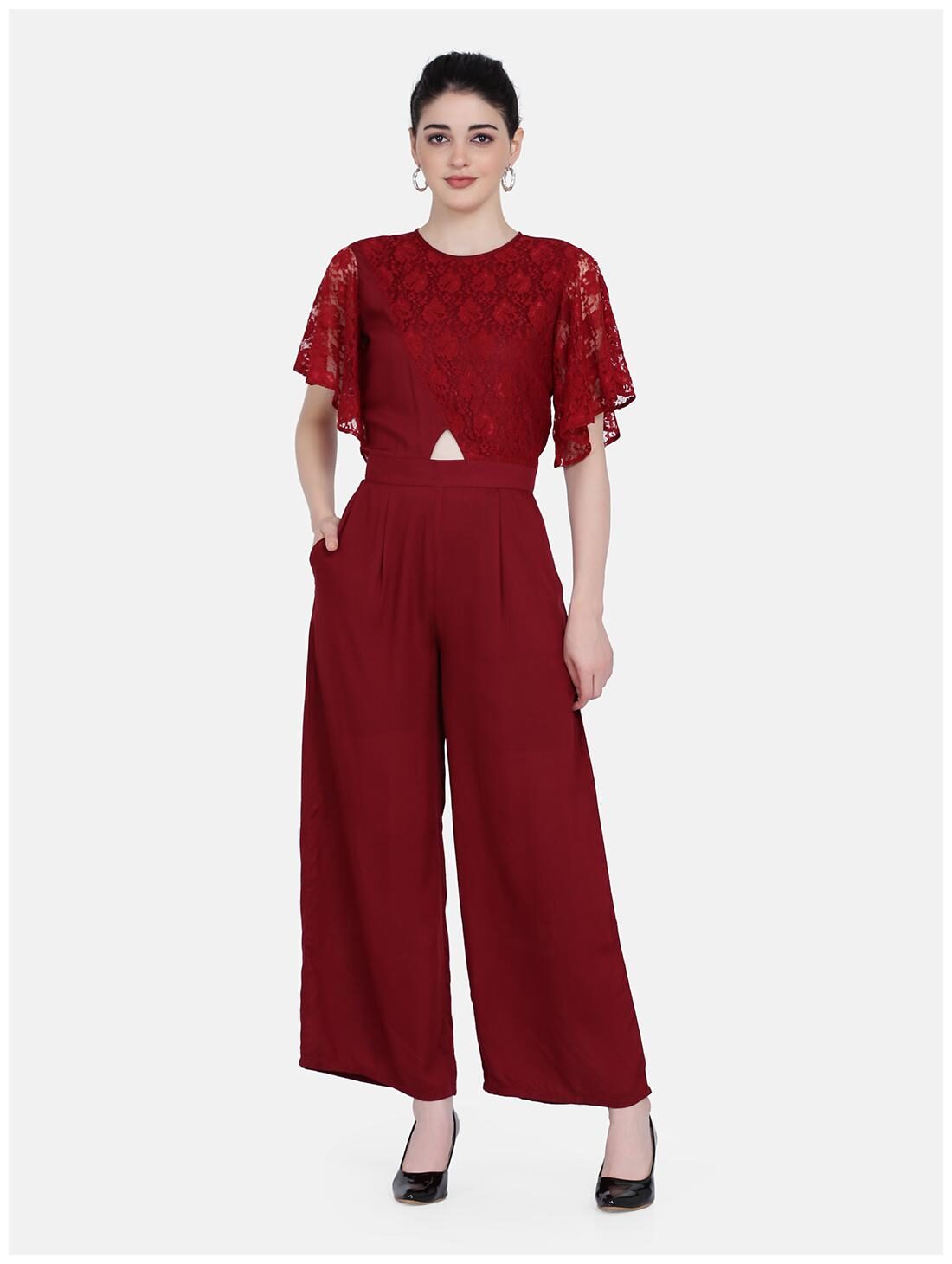 

Eavan Solid Jumpsuit - Maroon