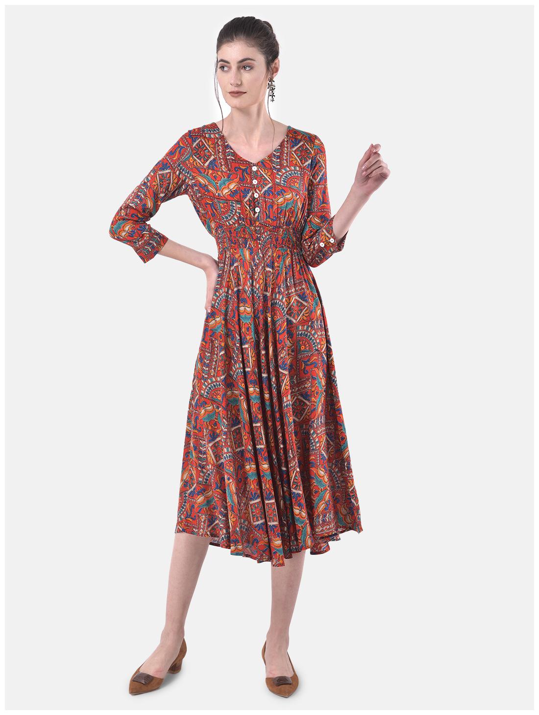 

Eavan Red Printed Fit flare dress