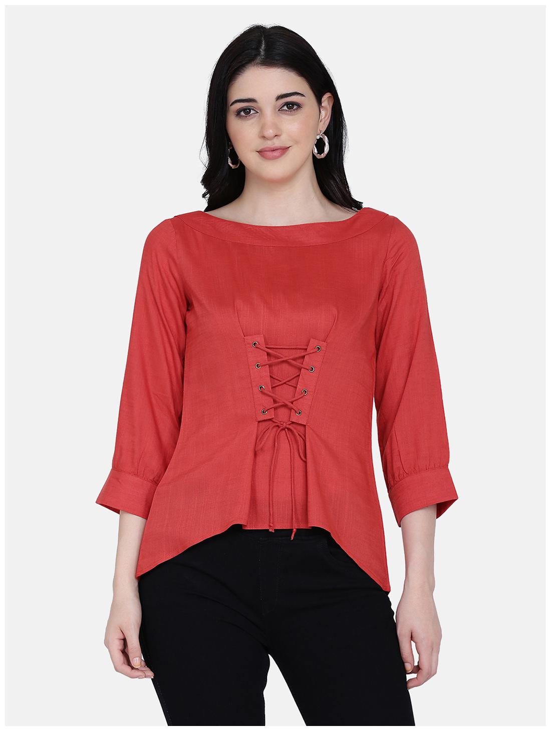 

Eavan Women Solid Regular top - Red